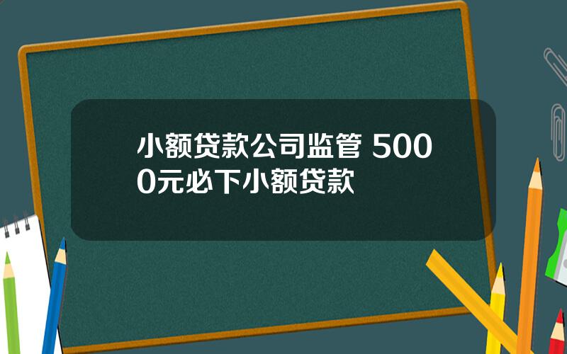 小额贷款公司监管 5000元必下小额贷款